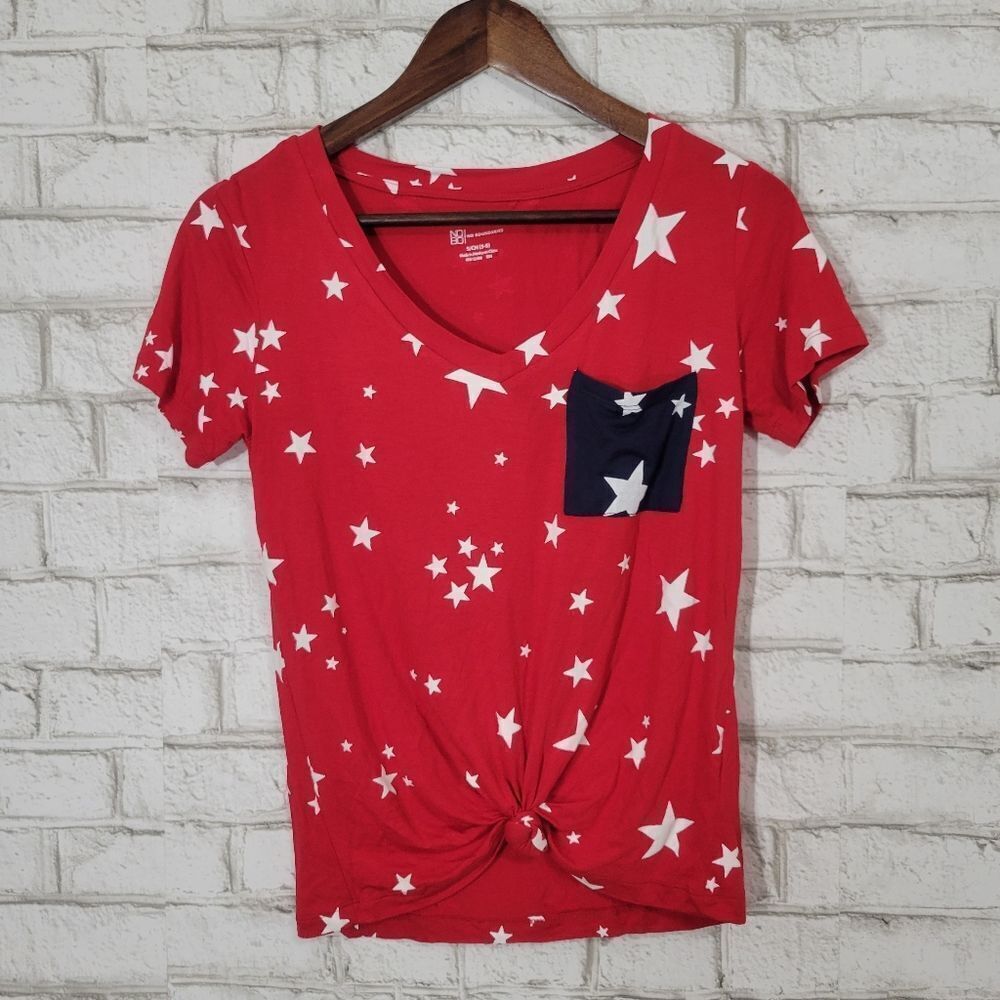 No Boundaries red/white/blue star tee
